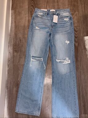 Vervet Light Blue Distressed High-Rise Straight Jeans - Women